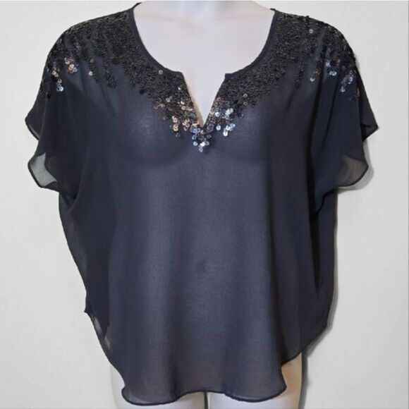 Express Y2K Sheer Sequin Top New Year's Party - Picture 14 of 14